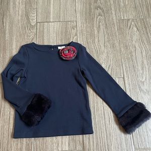 NWT Janie and Jack Faux Fur Cuff Blouse